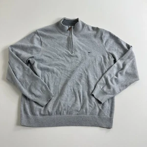 Vineyard Vines 1/4 Zip Whale Shirt Sz Medium Gray Cotton Pullover Long Sleeve - Picture 1 of 8