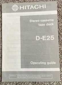 Hitachi D-E25 Operating Guide Manual Original Stereo Deck Tape Player - Picture 1 of 3