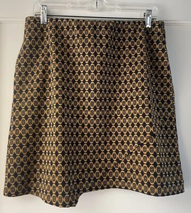 Cabi Kensington Proper Standout Navy & Mustard Pull On Mini Skirt Womens Medium - Picture 1 of 19