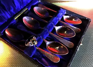 Antique EP silver plated 6 tea spoons Mary Sumner boxed circa 1810' London - Picture 1 of 8