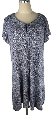 Go Softly Patio Kaftan Size Large Short Sleeve Zip Lounge House Dress MuuMuu - Image 1 of 4