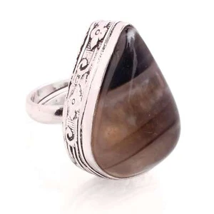 Versilbert Verstellbar Handmade Ring für Damen Botswana Achat Edelstein R-431 - Bild 1 von 3