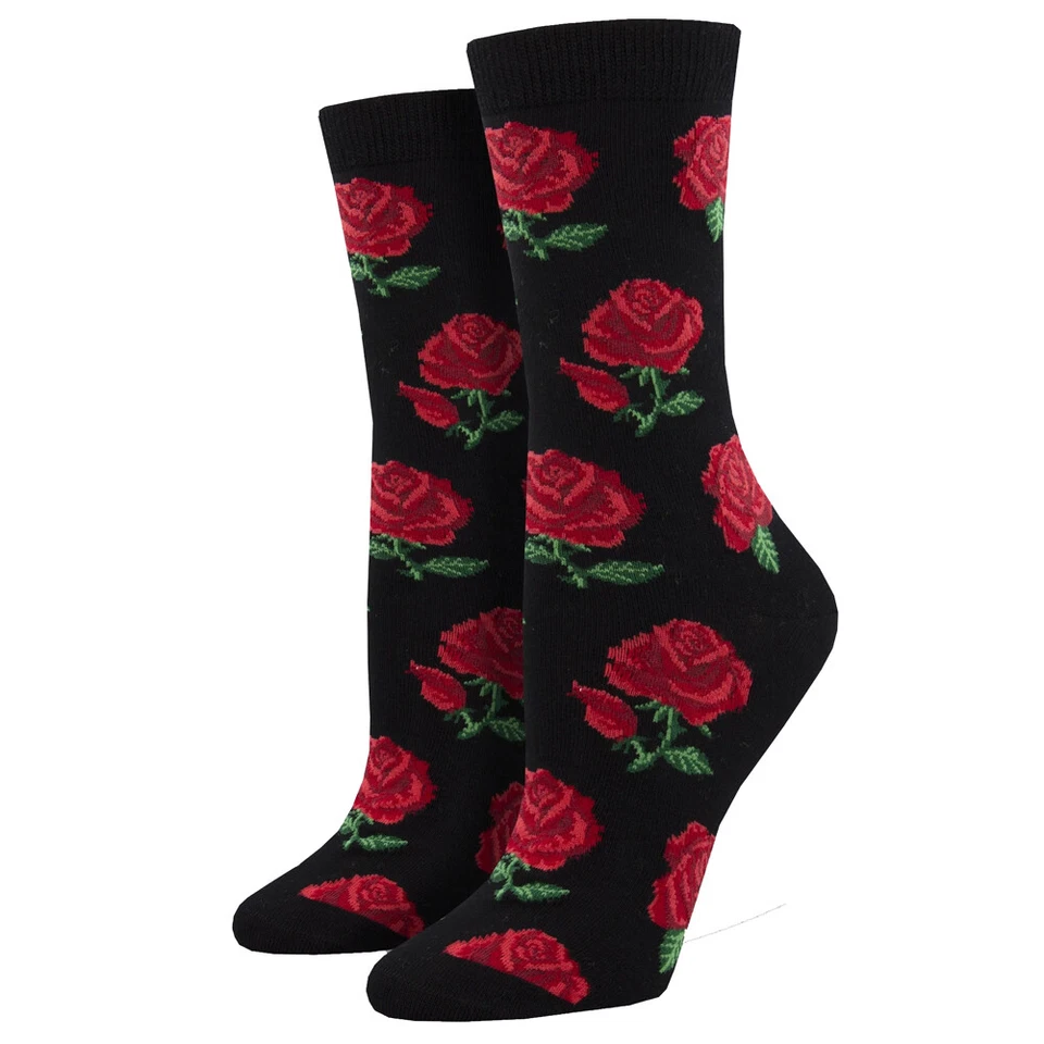 Calcetines Socksmith para mujer de bambú con dedos rosados rosas rojas calzado de novedad Foto 1 de 1