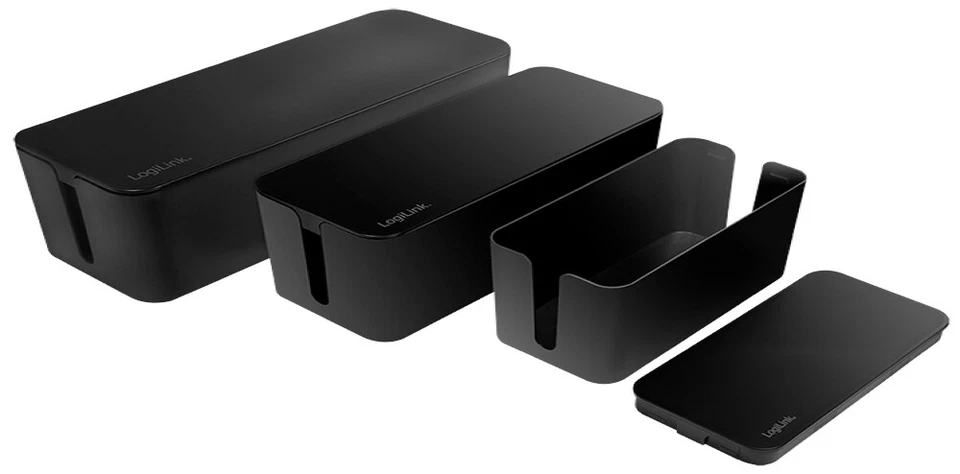 LogiLink Kabelbox-Set, 3 Größen - Schwarz (KAB0077)