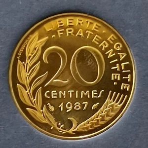 20 CENTIMES MARIANNE 1987 BU BRILLANT UNIVERSEL FRANCE / UNC ISSUE DU COFFRET - Picture 1 of 2