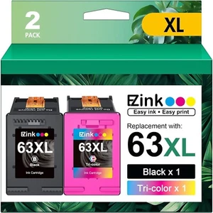 63XL Ink Cartridges Black and Color Compatible Replacement for HP Ink 63 combo - Picture 1 of 9