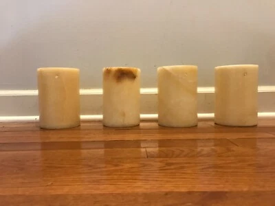 4 abajures pesados modernos/contemporâneos de mármore/alabastro estriados creme e marrom - Imagem 1 de 4