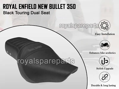 Siège Double Touring Noir Authentique Pour Royal Enfield Nouvelle Bullet 350 - Photo 1/4