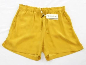 $168 New GOLD HAWK Shorts 100% SILK Women's SMALL S Yellow Pockets Walking - Picture 1 of 7