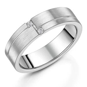 Designer Titanium Engagement Wedding Ring Matt Court Shaped Diamond Set 6mm Band - Picture 1 of 2