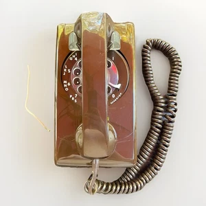 Teléfono giratorio de montaje en pared ITT marrón cacao vintage de los años 80 - sin probar - Imagen 1 de 20