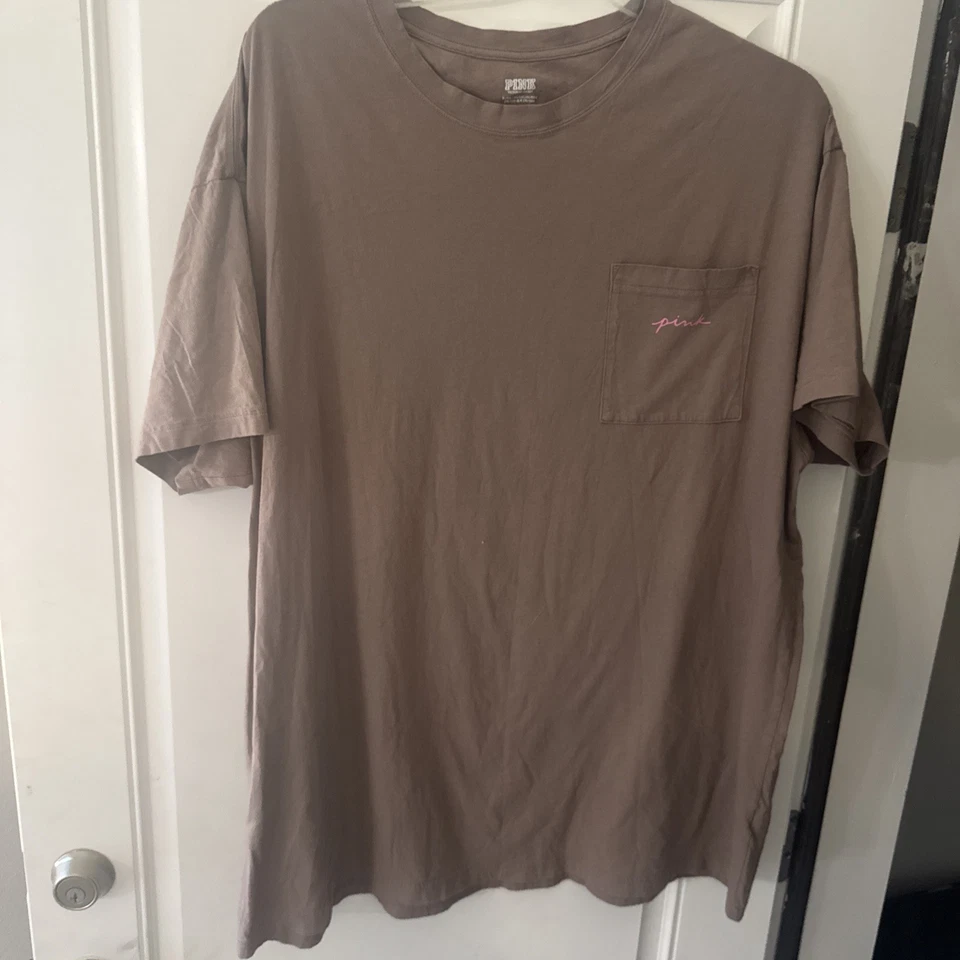 Victoria's Secret Camisa de Dormir Camisón Manga Corta Marrón Rosa XL De Gran Tamaño Foto 1 de 4