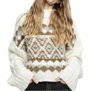 Free People Maglione Alpine Crop Finto Collo Taglia Small Foresta Innevata Combo - Foto 1 di 9