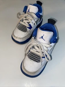 Nike Air Jordan 4 Retro Motorsport White Blue 308500-117 Toddlers Baby Size 7C - Picture 1 of 8