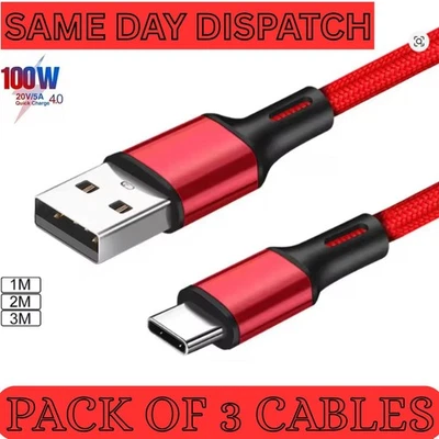 USB A to Type C Fast Charger Cable 3A For Samsung Mobile Phone Lead USB C Cable - Image 1 of 4