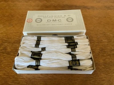 Vintage Dollfus-Mieg-& Cie DMC Embroidery Floss White France Box of 33 unused - Image 1 of 4