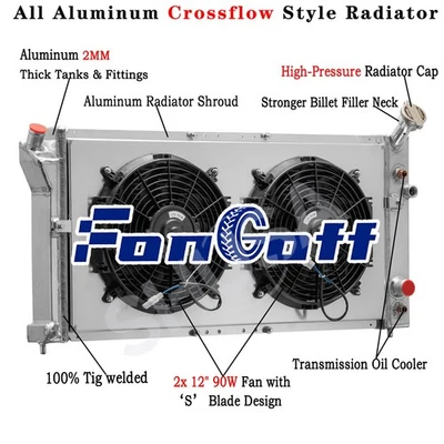 3 Row Radiator Shroud Fan For 97-99 Buick Century Regal/Olds Silhouette 97-00,99 Foto 1 de 4