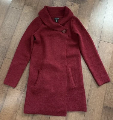 Chaqueta Cárdigan Largo Adrienne Vittadini Cuello Chal Mezcla Lana Mujer S Rojo Profundo Foto 1 de 4