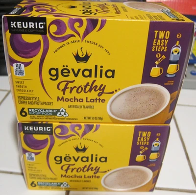 GEVALIA Mocha Latte Espresso K-Cup Coffee Pods + Froth Packets (12 Ct)