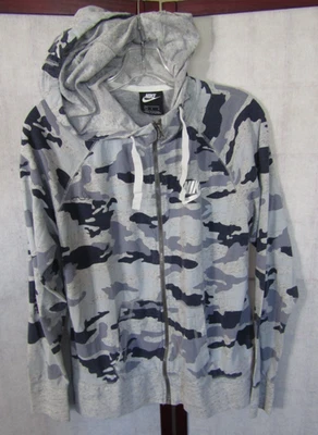 Nike Gris Claro Camuflaje Algodón Orgánico/Poliéster Manga Larga Ligero Sudadera con Capucha Para Mujer L Foto 1 de 4