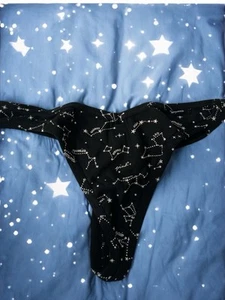 ROSA Victoria’s Secret Constellation Stars Negro Algodón Tanga Panty Zodiaco Talla M - Imagen 1 de 5