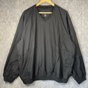 IZOD Golf V-Neck Windbreaker Jacket Polyester Nylon Blend Black Men's Size XL - Picture 1 of 17