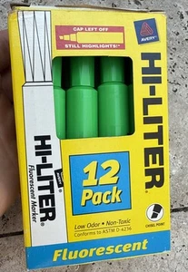 Vintage Avery Hi-Liter Chisel Point Tip Fluorescent Marker 12 Pack Green - Picture 1 of 6