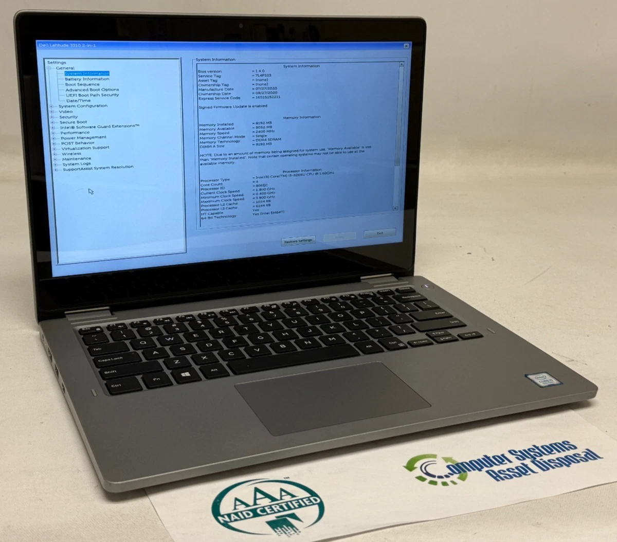 Dell Intel Core i5 8th Gen. 256 GB SSD Capacity PC Laptops