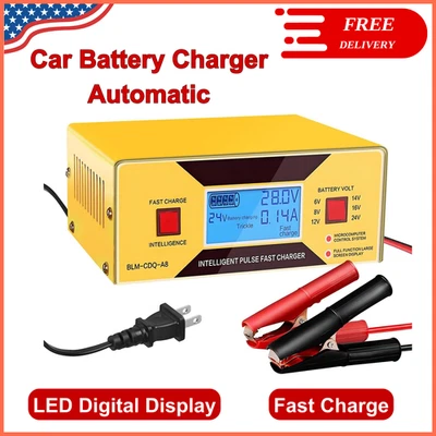 Cargador de Batería de Coche Automático, Cargador de Batería de Voltio Ajustable 6/8/12/14/16/24V Foto 1 de 4