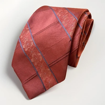 Corbata para hombre 100 % seda texturizada jacquard hibisco rayas resort vacaciones coral Foto 1 de 4