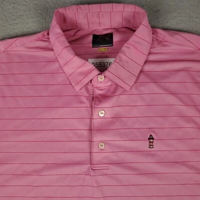 Camisa Polo Greg Norman Para Hombre Talla Grande Rosa Rayas Informal Manga Corta Foto 1 de 4