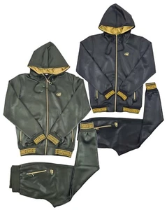 Herren Time Is Money Gold Jacquard Couture Trainingsanzug Set - Urban Hoodie & Jogginghose - Bild 1 von 15