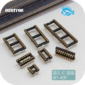 Nextron fully gold-plated round hole IC socket 8P / 14P / 16P / 20P / 24P / 28P - Picture 1 of 5