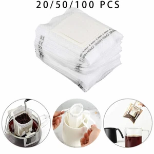 100Pcs Portable Hanging Ear Drip Coffee Filter Paper Bag Perfect for Travel Home - Picture 1 of 8