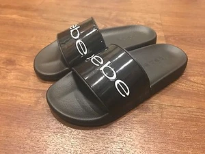 BEBE Nilia Slippers Bebe Logo, Black SZ 6 - Picture 1 of 4