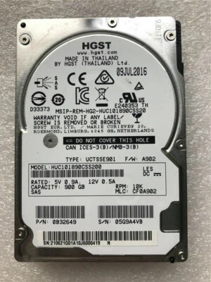 H.G.S.T Tested 900GB 10K SAS 2.5 12Gb/s HUC101890CSS200 Server Hard Drive  - Image 1 of 2