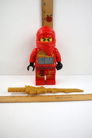 Lego Ninjago Red Kai Digital Alarm Clock 9” Ninja Figure w/Sword - Tested Cover