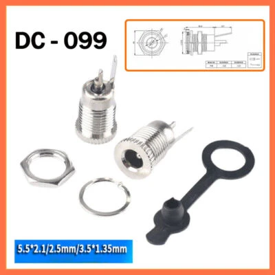 DC Power Connector Plug Socket Jack Female Panel Mount 5.5 x 2.1mm 5.5 x 2.5mm - Image 1 of 4