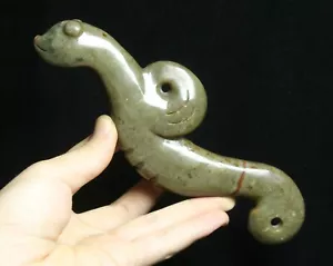 18cm Old China Natural Hetian Jade Carving Hippocampus Animal Amulet Pendant - Picture 1 of 6