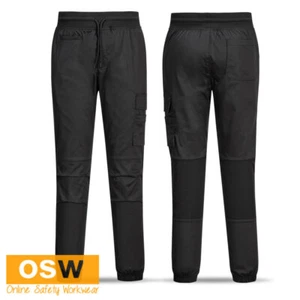 UNISEX Black MeshAir Aerated Stretch Chefs Jogger Hospitality Work Pants C074 - Picture 1 of 6
