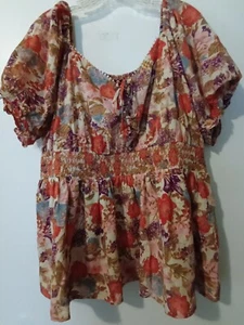 Torrid 1X 14/16 Peasant Blouse Sheer Overlay Puff Sleeves Unique Boho NWT - Picture 1 of 15