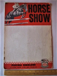 Vintage 40's HORSE SHOW PURINA OMOLENE Ad Cardboard Sign Poster 17 1/2" x12 1/2" - Picture 1 of 5
