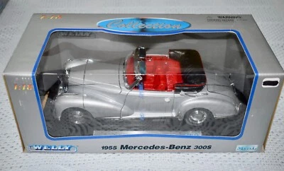 Welly 1955 Silver Mercedes-Benz 300s Die-Cast 1:18 Convertible Car Model NOS #29 - Image 1 of 4