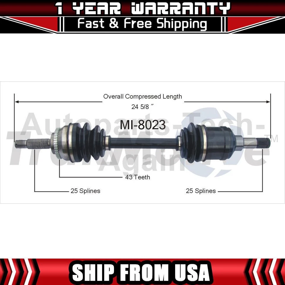 Front Driver CV Axle Joint Shaft Fits 2000 1995 1996 1997 1998 Dodge Avenger - Image 1 of 1