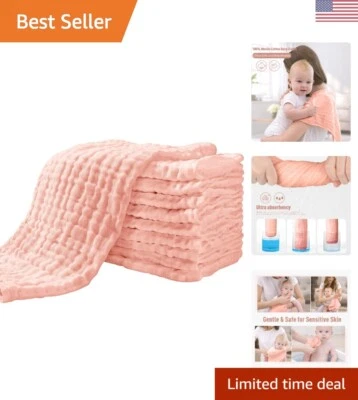 Мягкие муслиновые хлопчатобумажные детские мочалки — упаковка 10 шт. — большие 20 x 10 дюймов — румяна - Изображение 1 из 4