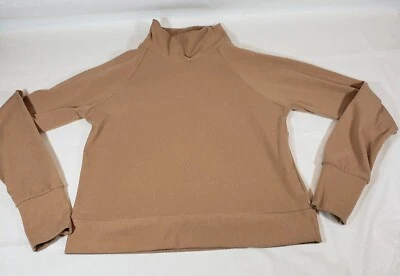 Kyodan 户外模拟高领女式长袖毛衣棕褐色 P/S 码柔软 — 第 1/4 张图片