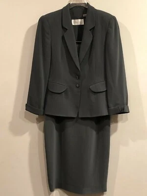 复古 Dana Buchman 2 件套浅蓝色灰色长裙套装 - 8 码 — 第 1/4 张图片