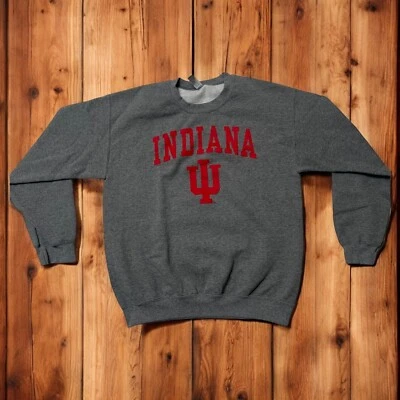 Sudadera Y2K Indiana University para hombre gris medio suéter hoosiers cuello redondo Foto 1 de 4