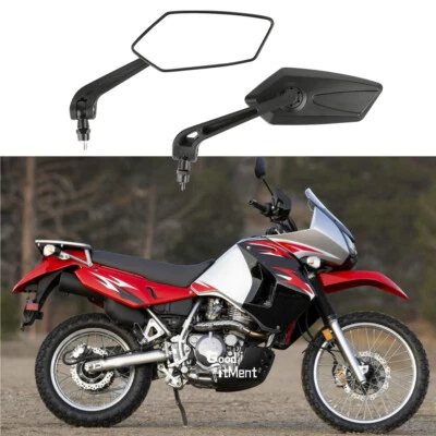 For Kawasaki KLR650 KLX250 Black 8mm/10mm Motorcycle Rearview Side Mirrors Wing - Image 1 of 4