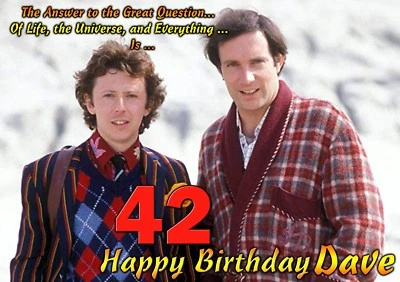 Happy 42 Birthday The Hitchhiker's Guide to the Galaxy personalised ART Card tv - Image 1 of 4